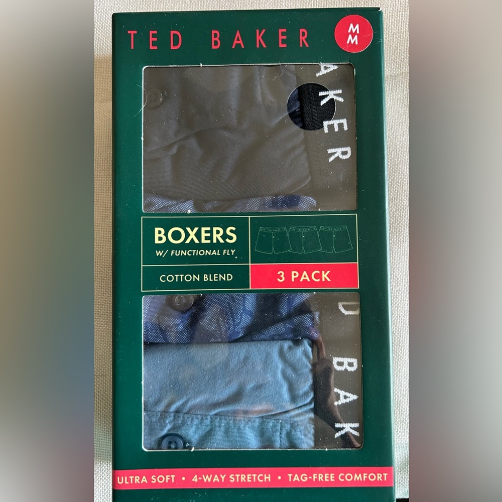 Ted Baker Black and Blue Cotton Boxers 3 Pack